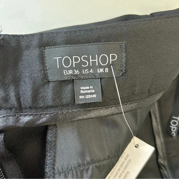 Topshop Wide Leg Pants High Waisted Cropped Pleated Palazzo Black Size 4 NWT - Picture 9 of 15